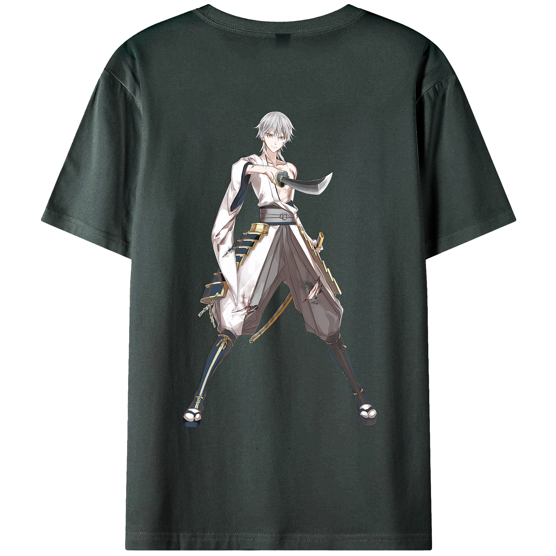 （画像用） 刀剣乱舞 Touken Ranbu 綿100％ メンズ半袖Tシャツ（バックプリント） 通気性